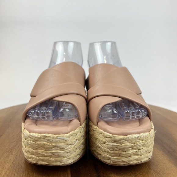 Womens Andre Assous Calesa Leather Espadrille Platform Wedge Sandals Size 37 EUC main image 2